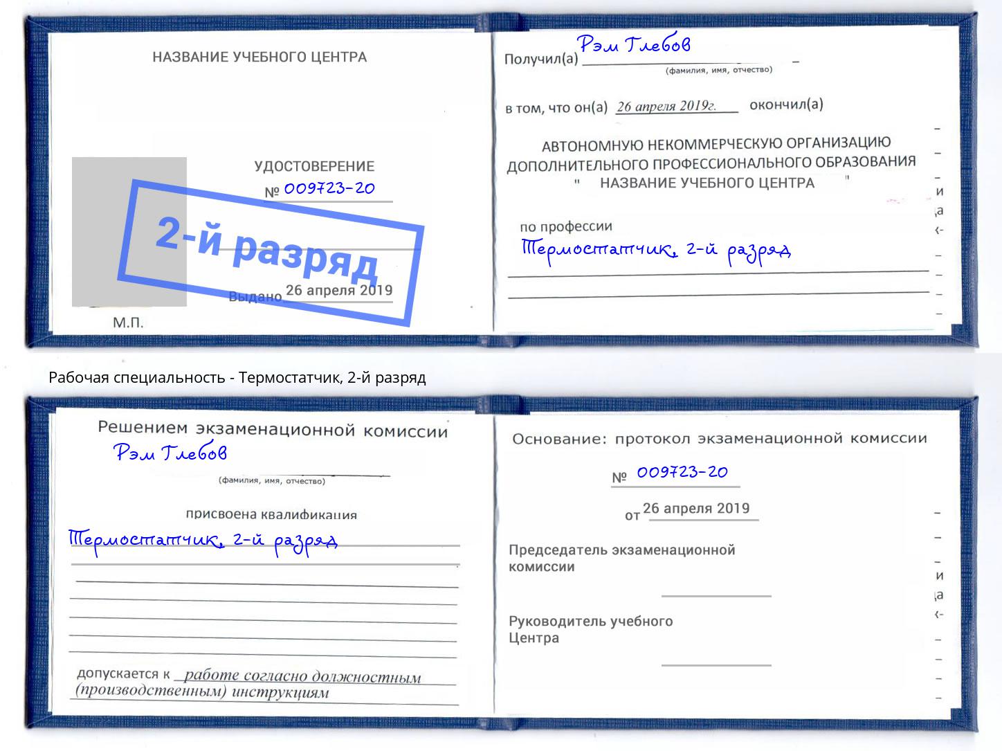 корочка 2-й разряд Термостатчик Кизляр